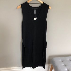 V neck sleeveless long sweater vest